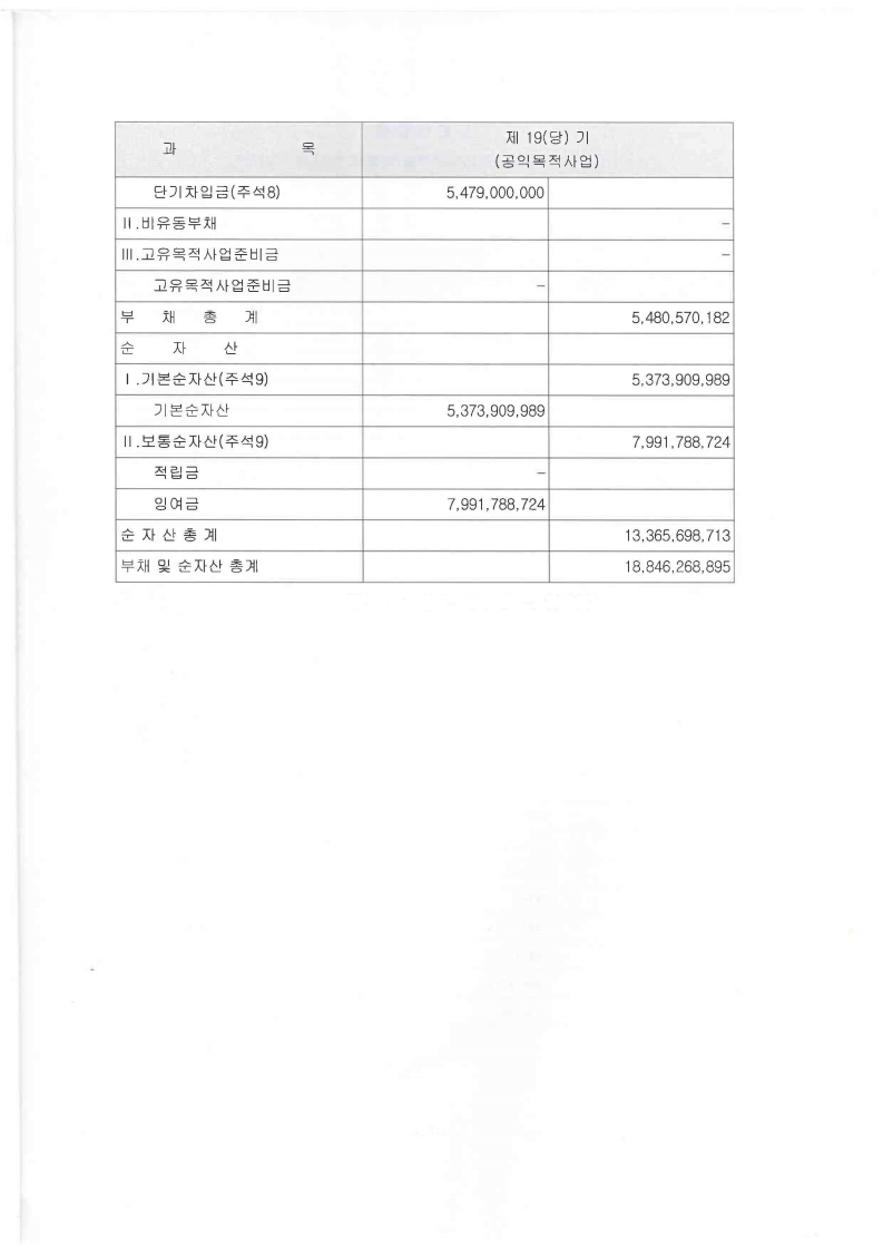 2019년 지출현황표